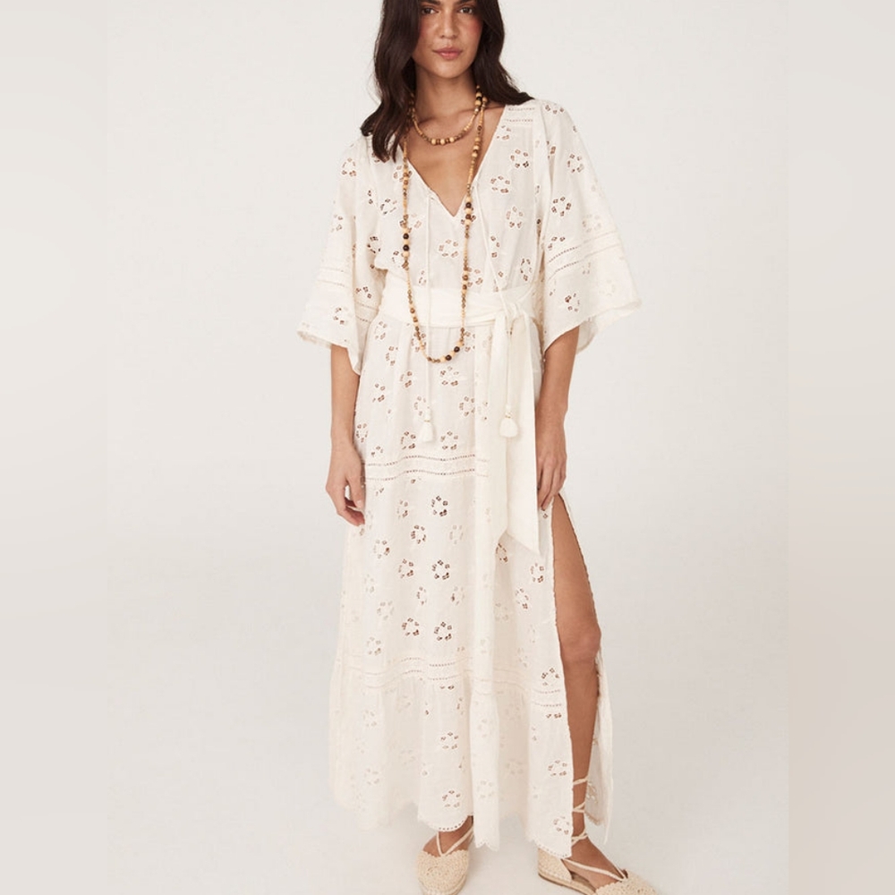 Spell Love Note Broderie Gown Dress Star White - Picture 4 of 16
